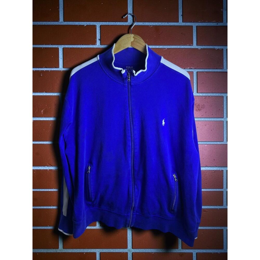 Polo Ralph Lauren Full Zip Track Jacket Men's 2XB Blue White Pony Logo